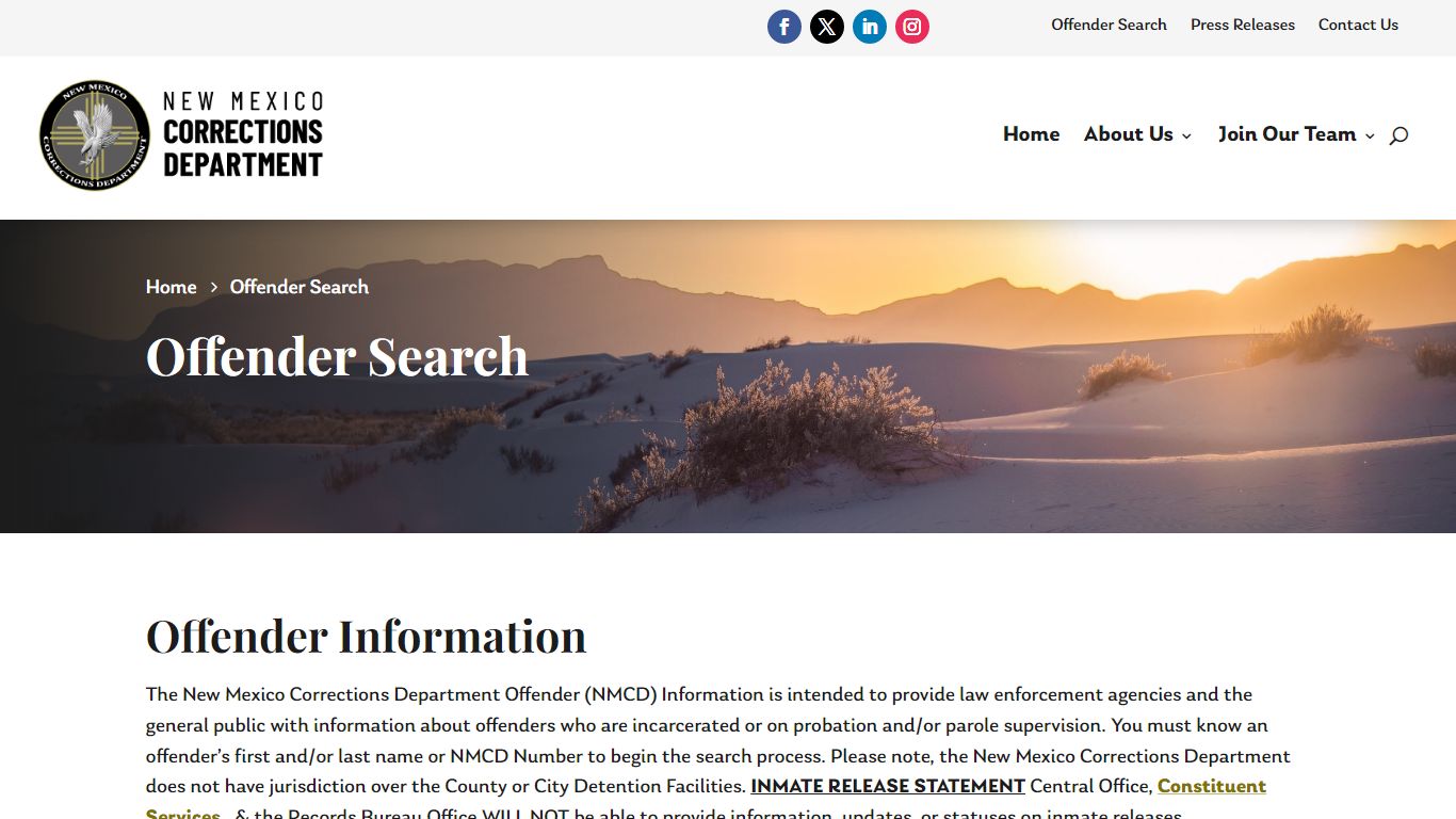 Offender Search | New Mexico Corrections Department