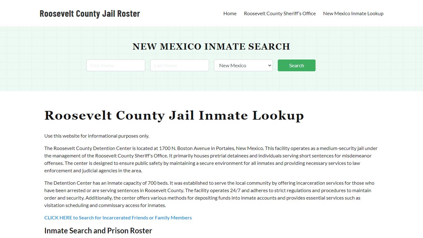 Roosevelt County Jail Roster Lookup, NM, Inmate Search