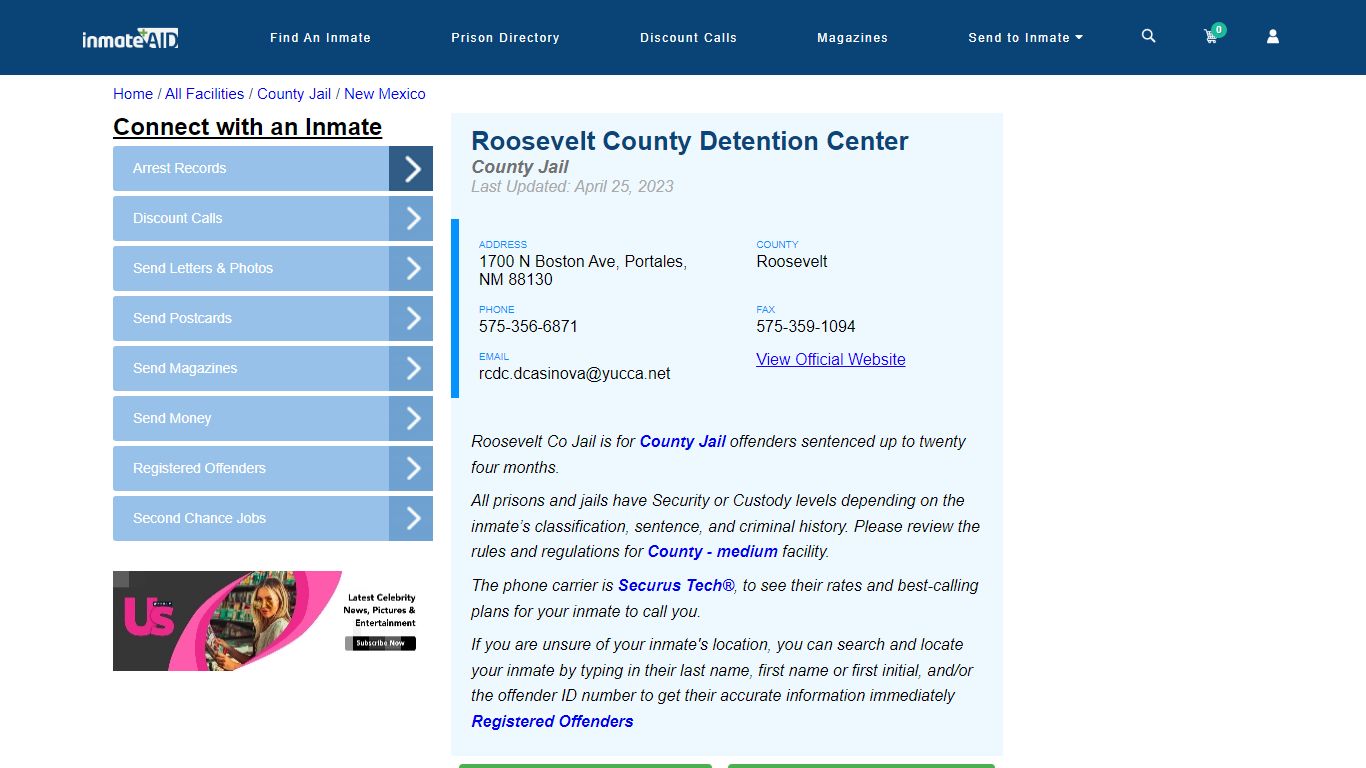 Roosevelt County Detention Center - Inmate Locator