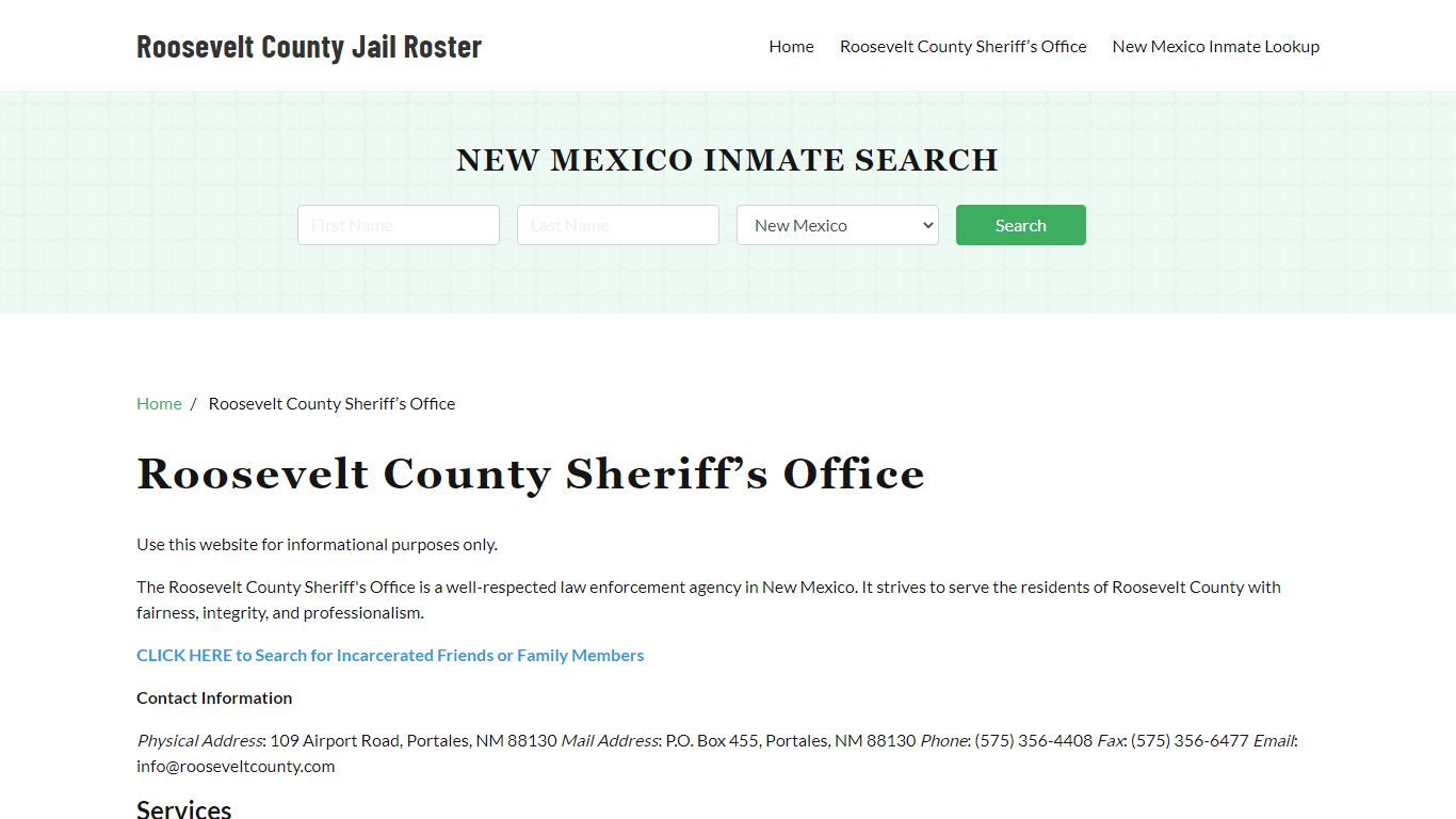 Roosevelt County Sheriff Office, NM, Arrest Warrants Search